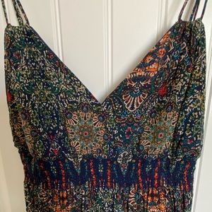 Multi colored boho spaghetti straps maxi
